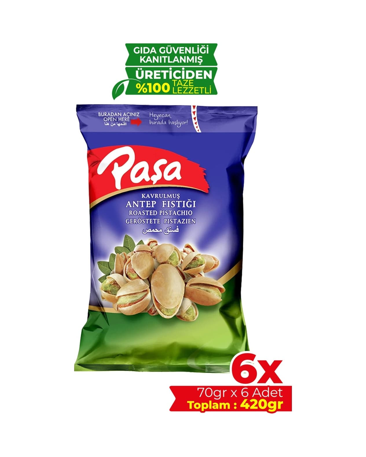 Paşa Kuruyemiş Antep Fıstığı 6 x 70 G
