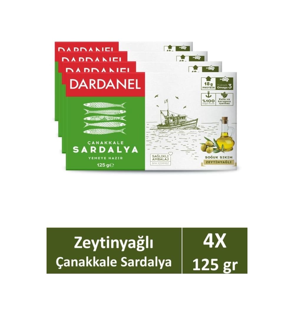 Dardanel Zeytinyağlı Çanakkale Sardalya 125 Gr X 4 Adet