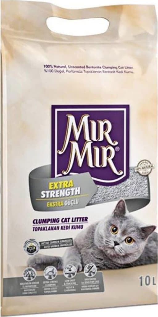 MırMır Aktif Karbonlu Extra Güçlü Topaklaşan Bentonit Kedi Kumu 10 L