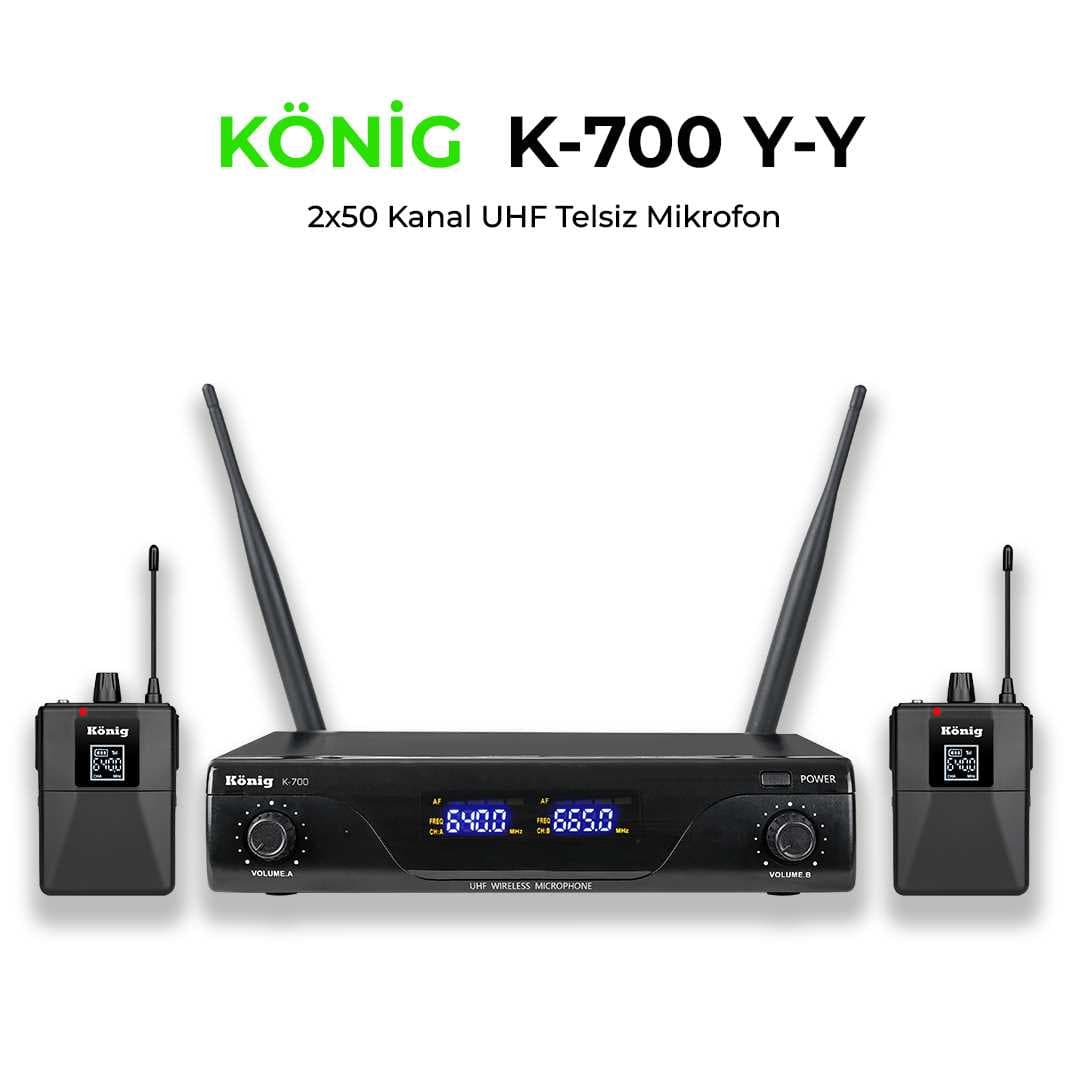 König K-700 Uhf 2x50 Kanal 2 Yaka Kablosuz Mikrofon