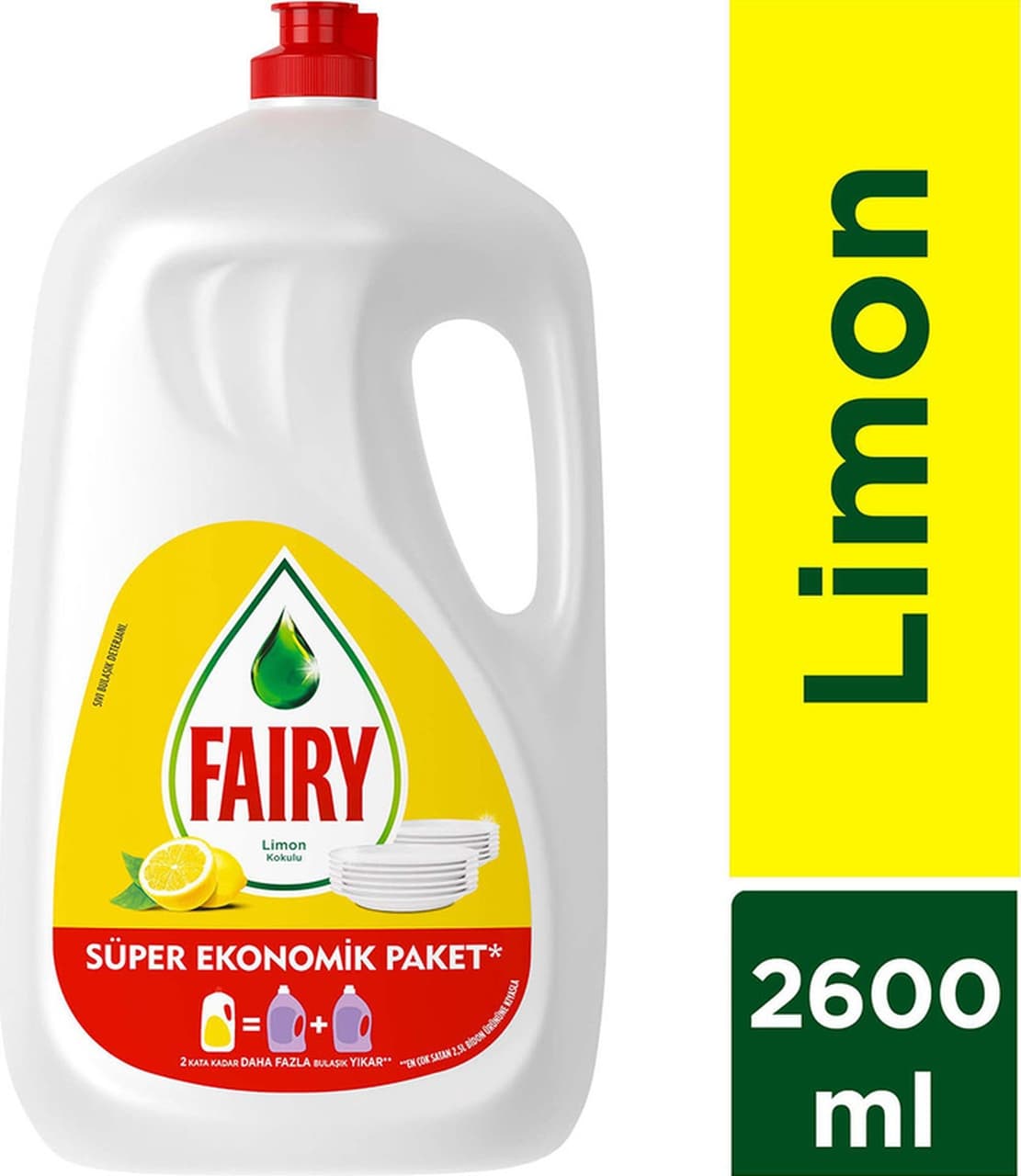 Fairy Süper Ekonomik Paket Sıvı Bulaşık Deterjanı Limon Kokulu 2600 ML