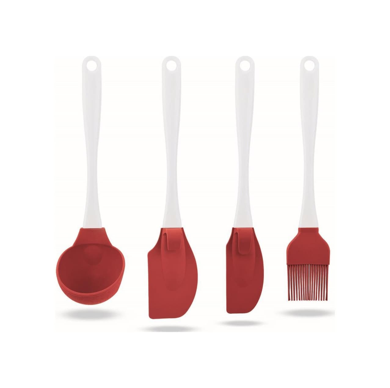 Silicolife Silikon Kepçe + Büyük - Küçük Spatula + Fırça Servis Seti