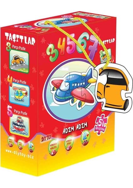 DIYTOY Taşıtlar Puzzle 2-4 Yaş Erkek Çocuklar İçin 25 Parça Eğitici Oyun