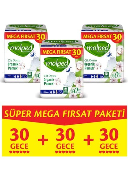 Molped Pure&Soft Gece Süper Mega Paket 90 Adet