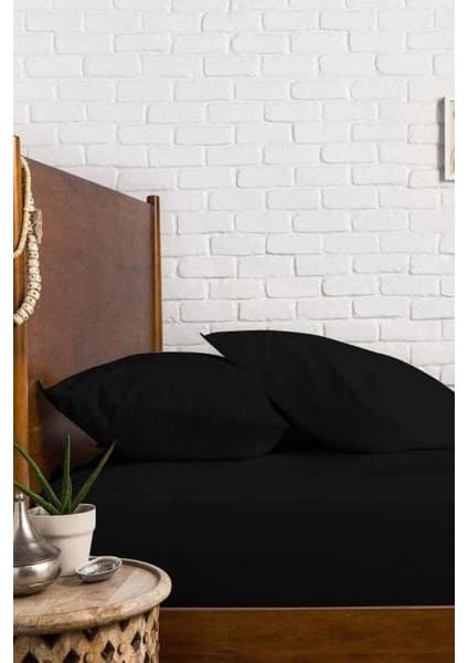 Mertim Ranforce Kumaş Lastikli Çarşaf Takımı 140x190 Siyah