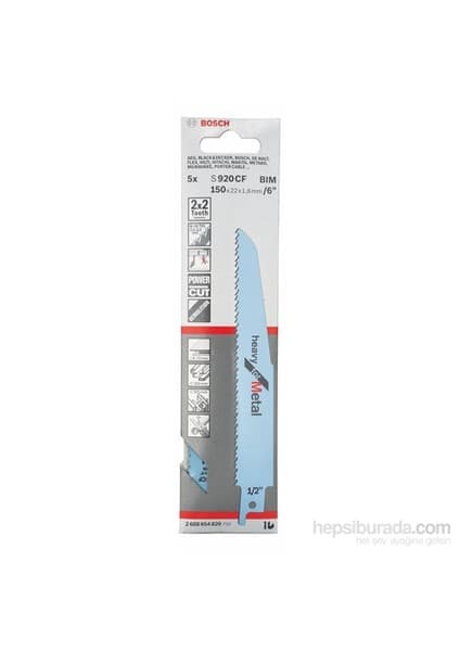 Bosch - Heavy Serisi Metal İçin Tilki Kuyruğu Bıçağı S 920 Cf - 5'Li Paket