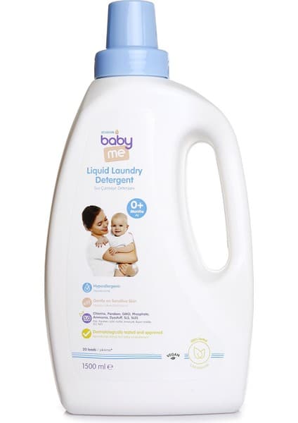 Baby Me Hipoalerjenik Sıvı Bebek Çamaşır Deterjanı 1500 ml Yenidoğan Giysileri için