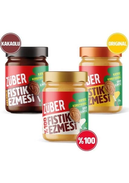 Züber Fıstık Ezmesi Deneme Paketi - 3 Adet x 315GR