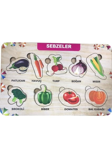Farbu Oyuncak Sebzeler 9 Pcs Eğitici Ahşap Puzzle FBP20