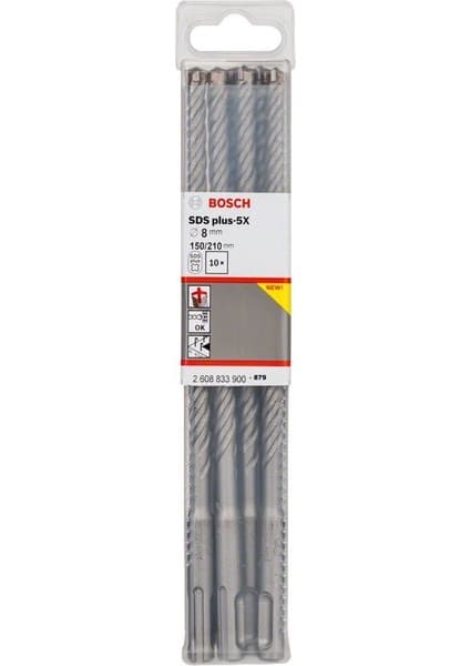 Bosch Sds-Plus-5x 8X210 mm 10'lu Paket 2608833900