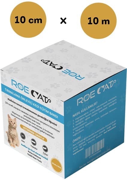 Roe Cat Kedi Eğitim Bandı - Mobilyalar Için Tırmalamaya Karşı Önleyici Non-Toxic 10 cm x 10 m