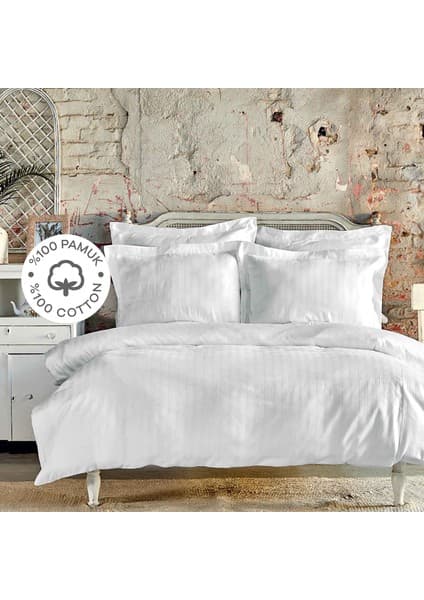 Karaca Home Charm Bold Beyaz %100 Pamuk Çift Kişilik Nevresim Takımı