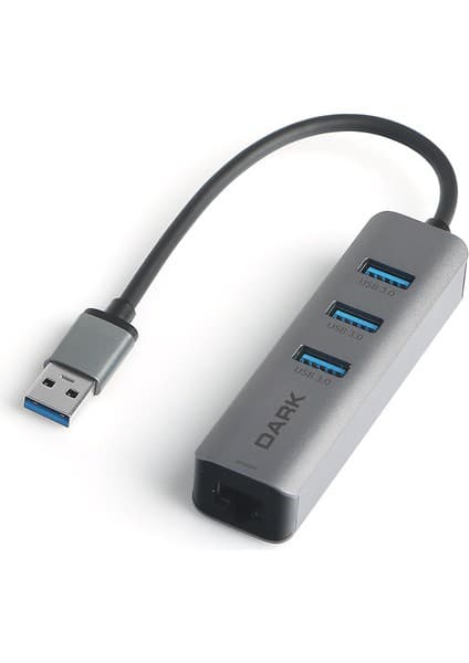 Dark USB Type-A To RJ45 Gigabit Ethernet ve 3xusb 3.0 Hub Çoklayıcı Adaptör (DK-AC-USB332GL)