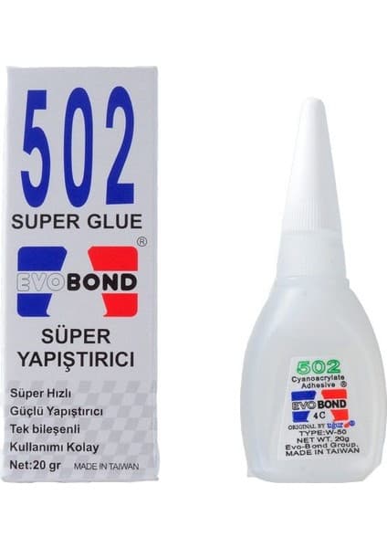 Sürbısa 502 Güçlü Japon Yapıştırıcısı 20 gr - Tayvan Malı Süper Hızlı Tek Bileşenli Yapıştırıcı