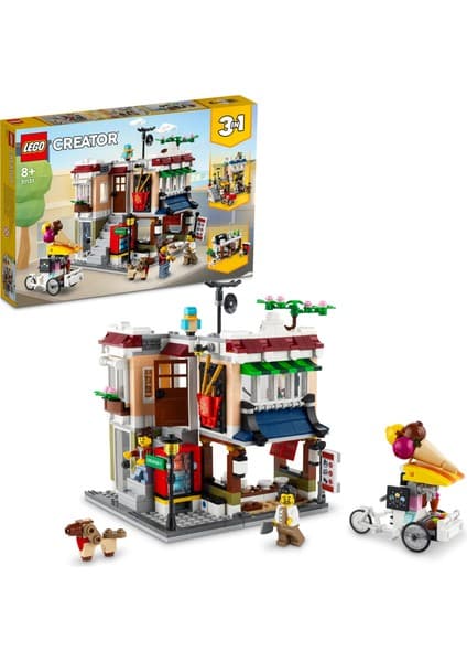 LEGO Creator 3#ü 1 Arada Şehir Merkezi Makarna Dükkanı 31131 - 8 Yaş ve Üzeri Için Şehir Merkezi Binası, Bisikletçi ve Atari Salonu Içeren Oyuncak Yapım Seti (569 Parça)