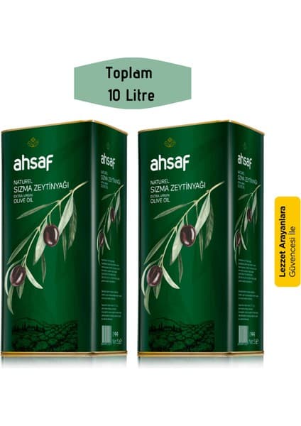 Ahsaf Natürel Sızma Zeytinyağı 5L-Teneke (2'li Ekonomik Paket)