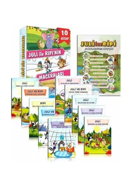Mavi Deniz Yayınları Juli ile Ripi'nin Maceraları Çocuk Kitap Seti – Filiz Bingöl, 1-3. Sınıf Masal ve Öyküler, Kuşe Kapaklı Ciltli, 24 Sayfa Türkçe
