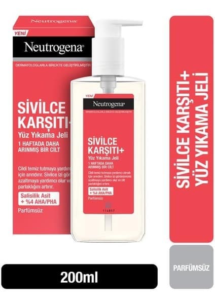 Neutrogena Plus Yüz Temizleme Jeli 200 ml Glikolik Asitli Aydınlatıcı Hassas Ciltler İçin Günlük