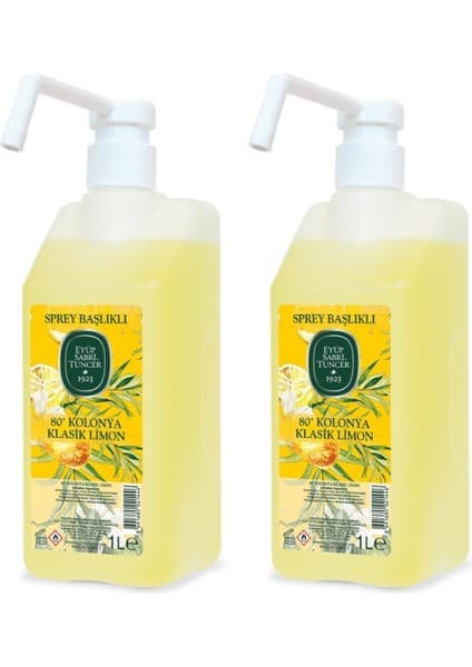 Eyüp Sabri Tuncer Klasik Limon Kolonyası 80 Derece Eyüp Sabri Tuncer 2 lt Pompalı Sprey ile Ferahlatıcı