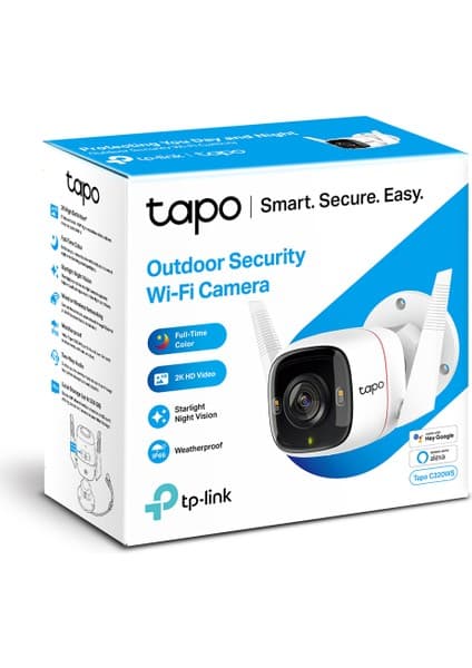 TP-Link Tapo C320WS | Dış Mekan Wi-Fi Güvenlik Kamerası | 2K 4MP QHD | Hareket Algılama | IP66 Su Geçirmez | 30m Starlight Gece Görüşü | Çift Yönlü Ses | Sesli ve Işıklı Alarm | Bulut/Yerel Depolama