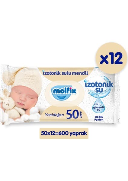 Molfix İzotonik Sulu Yenidoğan Islak Havlu 12'li ( 600 Yaprak )