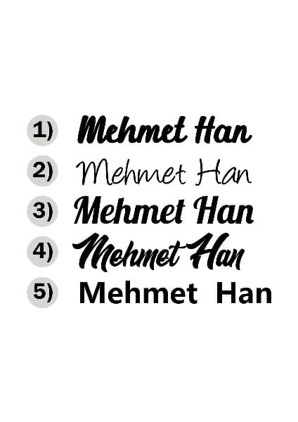 New Jargon Kişiye Özel Seçenek Altarnatifli İsim Sticker Etiket Çıkartma - 25 cm