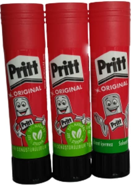 Pritt Yapıştırıcı Stick Seti 3 Adet 11 gr Kırmızı Renk Ergonomik Tasarım ile Kolay Uygulama