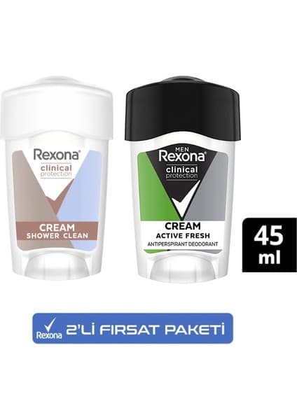 Rexona Clinical Protection Kadın Stick Deodorant 45 ml + Erkek Stick Deodorant 45 ml