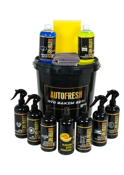Auto Fresh 12'li Efsane Set Araç Araba Yıkama Bakım Seti Fırsat Full Oto Bakım Temizlik Seti Kovalı