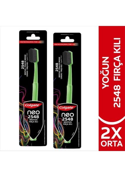 Colgate Orta Sert Manuel Diş Fırçası 2'li Paket Ergonomik Sap Çevre Dostu Malzemeden