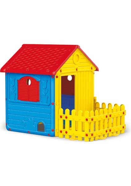 Dolu İlk Evim Çitli Bahçe Oyuncağı – Kolay Kurulumlu, Renkli Plastik Ev Modeli, 93x91,5x19,5 cm, Dış Mekan Kullanımına Uygun