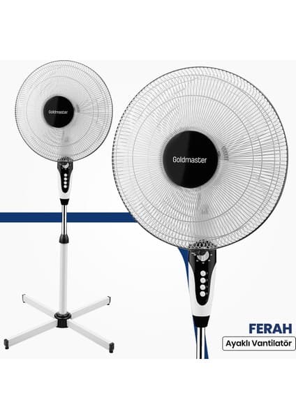 Goldmaster Gm-7927 Ayaklı Vantilatör 50 W Yatay Salınım Özelliği ile Ferahlatıcı Etki