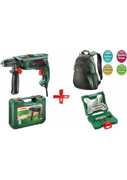 Bosch EasyImpact 570 Darbeli Matkap + 30 Parça X-Line Aksesuar Seti +Bosch Sırt Çantalı