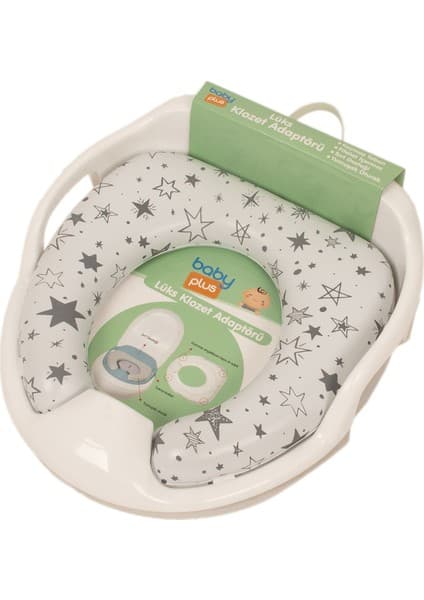 Baby Plus Lüks Bebek Klozet Adaptörü Kaymaz Taban Yumuşak Sünger Suni Deri Mavi Katlanabilir