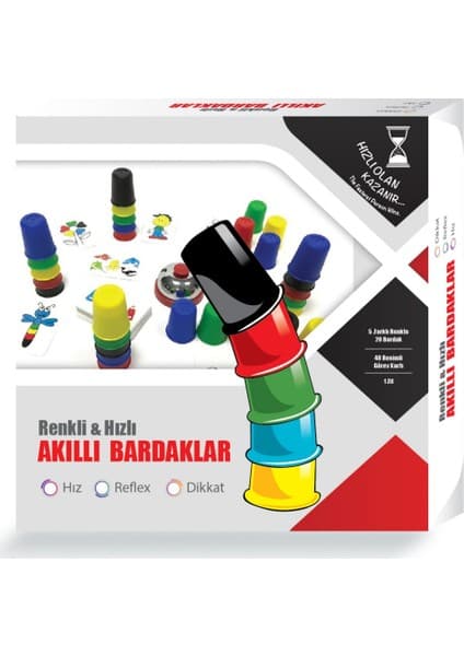 NeUygun Renkli ve Hızlı Süper Pratik Akıllı Bardaklar Eğitici Zeka Oyunu Çocuk ve Aile Kutu Oyunu