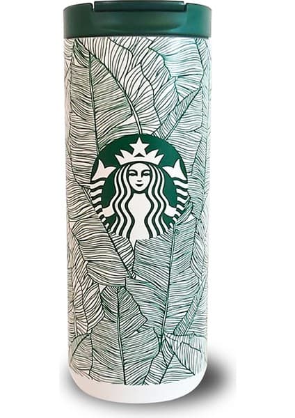 Starbucks ® Paslanmaz Çelik Yaprak Desenli Termos 355 ml- 11139654 Çelik Malzemeden Üretilmiştir