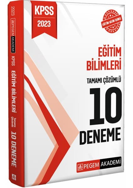 Pegem Akademi Yayıncılık Pegem Akademi 2023 KPSS Eğitim Bilimleri Tamamı Çözümlü 10 Deneme Mesleki Hazırlık Kitabı