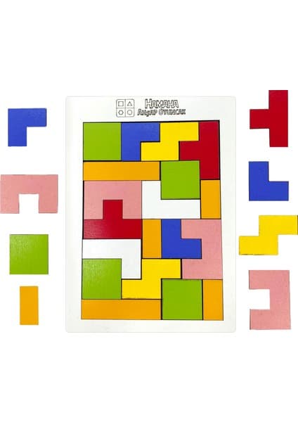 Hamaha Eğitici Ahşap Oyuncak 19 Parça Blok Tetris Zeka Oyunu