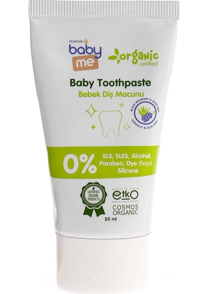 Baby Me Organik Diş Macunu Doğal İçeriklerle 50 ml +2 Yaş Bebekler İçin Güvenli