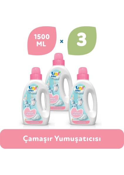 Uni Baby 3'lü Çamaşır Yumuşatıcı 4500 ml Çocuk ve Bebek Ürünü Hassas Ciltler İçin