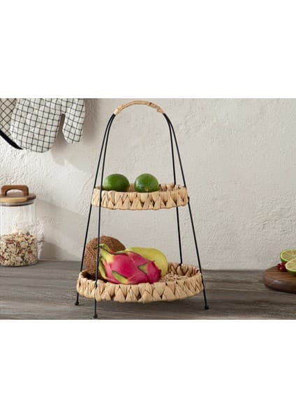 English Home Karen Hasır 2 Katlı Servis 42 cm Kahve