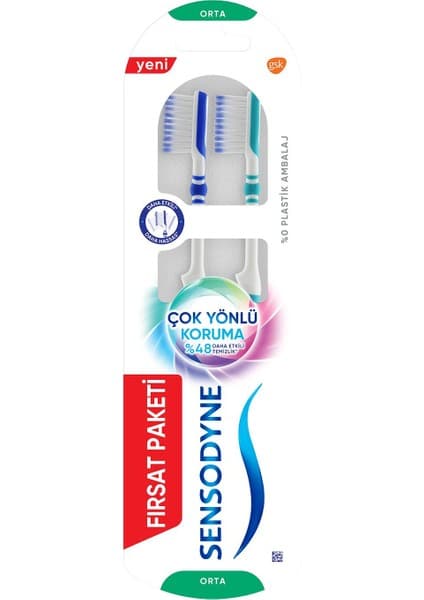 Sensodyne Orta Sert Diş Fırçası 1+1 Paket Diş Eti Dostu Çok Yönlü Koruma ve Etkili Temizlik