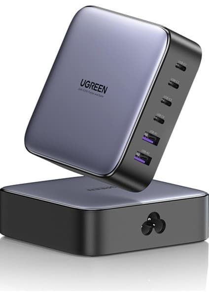 UGREEN Nexode 200W GaN II 6 Portlu Masaüstü Hızlı Şarj Cihazı İstasyonu 4xUSB-C, 2xUSB-A, Gri - 40914