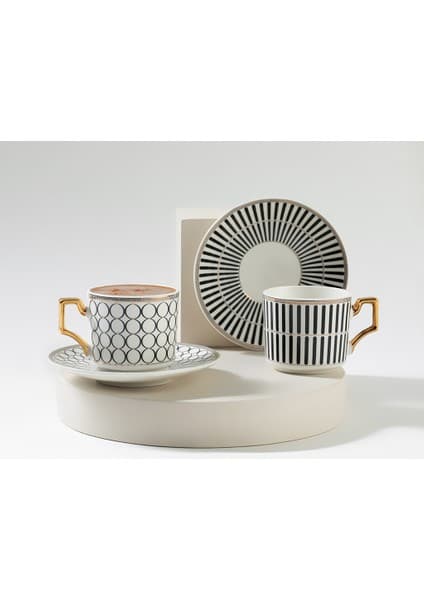 English Home Rabecca New Bone China Kahve Fincan Takımı 4 Parça 2 Kişilik Siyah