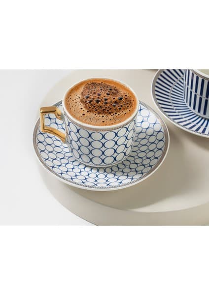 English Home Rabecca Porselen Kahve Fincan Takımı Lacivert 2'li 90 ml
