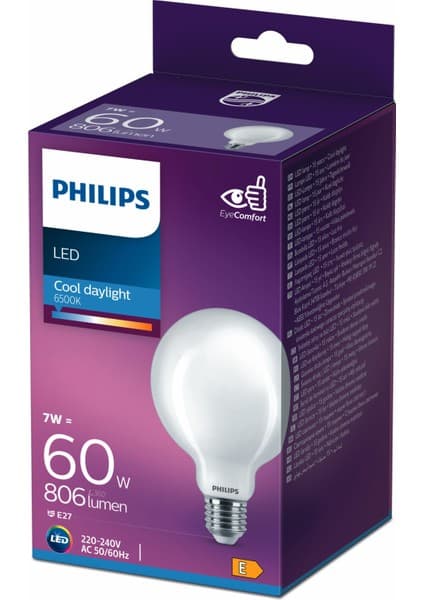 Philips LED Classic Buzlu Filament Ampul 7W 806 Lumen 6500K Beyaz Işık G93 E27 Duy (60W Eşleniği)