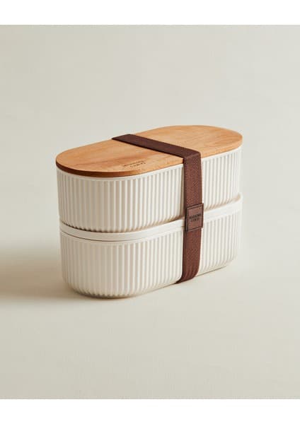 Madame Coco Magou 2'li Ahşap Kapaklı Lunch Box - 2x1000 ml