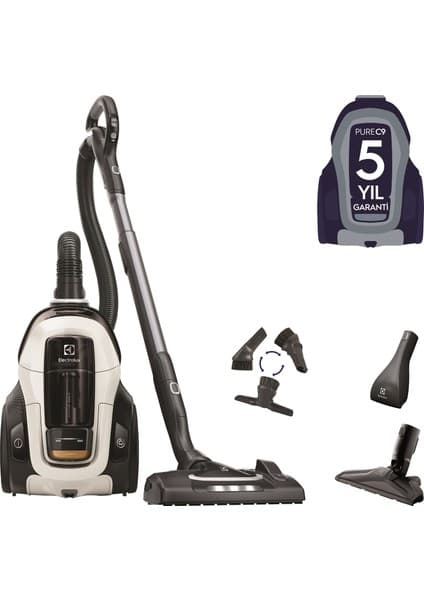 Electrolux PC91-ALRGT Pure C9 Elektrikli Süpürge Beyaz Renkli Kolay Kullanım ve Güçlü Emiş