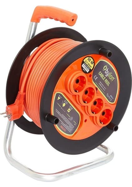 Bylion 50 Metre 3 X 2,5 mm Seyyar Makaralı Uzatma Kablosu
