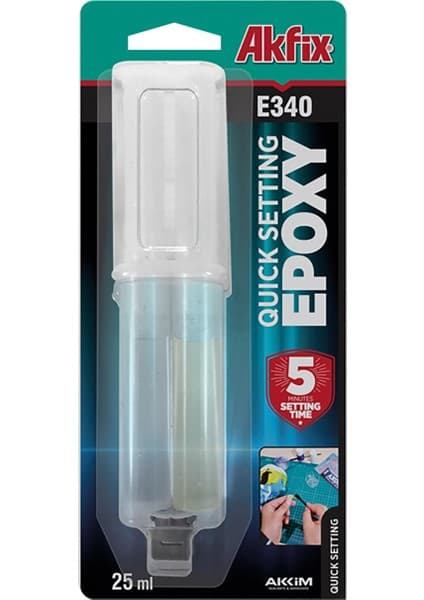 Akfix E340 Hızlı Epoksi Yapıştırıcı Şırınga 25ml